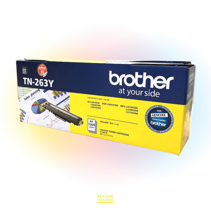 BROTHER - TN-263 Y (黃色) 原裝碳粉匣 可印1300頁 (原廠行貨及保養)