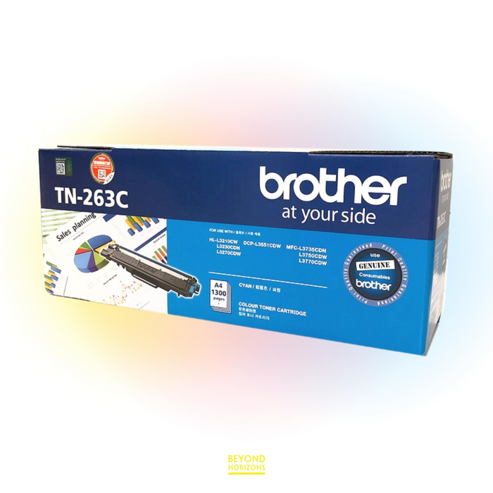 BROTHER - TN-263 C (青色) 原裝碳粉匣 可印1300頁 (原廠行貨及保養)