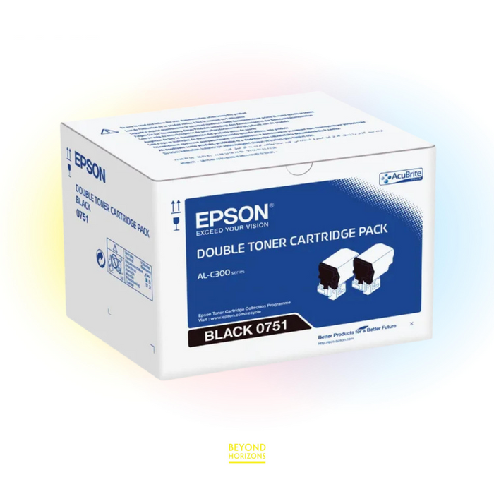 Epson - C13S050751 - C300N/C300DN 原廠碳粉匣(2支) (黑色) 各可印7300頁 (原廠行貨及保養)